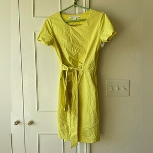Authenticated DIANE VON FURSTENBERG Yellow Mini Dress Size 4